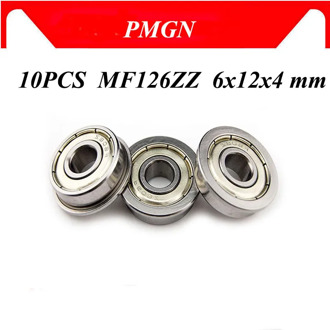 10pcs ABEC-5 MF126ZZ MF126Z MF126 ZZ LF-1260 High quality 6x12x4 mm Steel Shielded Flange Flanged Bearing Radial Ball Bearings
