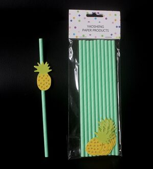 10Pcs Ananas Citroen Aardbei Papier Rietjes Hawaiiaanse Luau Party Decoratie Tropische Drankjes Zomer Vruchten Party