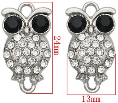 10Pcs Antiek Zilver Plated Crystal Uil Connectoren Voor Het Maken Armband Sieraden Bevindingen Diy Accessoires 24*13Mm