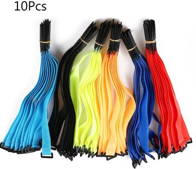 10Pcs Antislip Kabel Spanbanden Nylon Zelfklevende Bevestiging Bike Tie Herbruikbare Strap Kabelbinders Multil purpose Klittenband licht groen