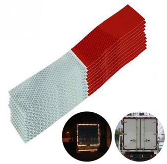 10Pcs Auto Reflecterende Stickers Waarschuwing Strip Reflecterende Truck Auto Levert Nacht Rijveiligheid Beveiligde Rood Wit Sticker 5*30Cm