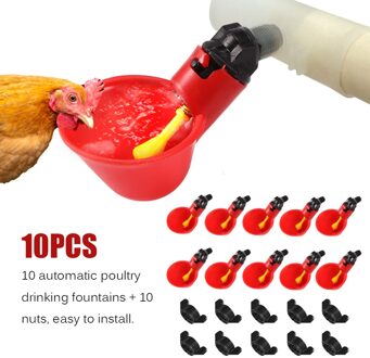 10Pcs Automatische Kip Drinkbekers Haan Kip Drinker Fonteinen Farm Animal Gevogelte Feeding Watering Supplies