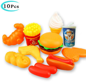 10Pcs Baby Mini Simulatie Voedsel Speelgoed Pretend Speelhuis Koken Snack Hamburgers Frieten Koken Games Voor Jongen En meisje