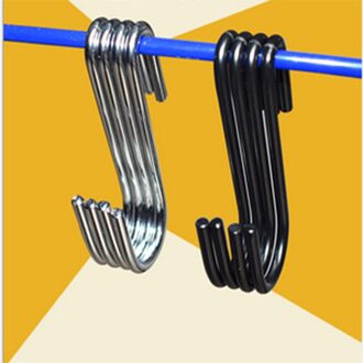 10PCS Badkamer kleding winkel keuken thuis multifunctionele verchroomd S haak opknoping metalen haak zwart