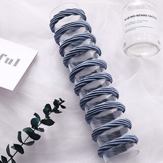 10Pcs Basic Haar Rubber Band Dikke Naadloze Scrunchies Elastische Haarbanden Effen Kleur Paardenstaart Houder Hoofdband Haar Accessoires blauw grijs