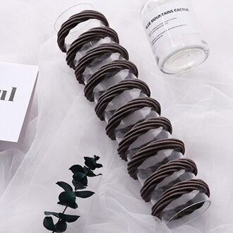 10Pcs Basic Haar Rubber Band Dikke Naadloze Scrunchies Elastische Haarbanden Effen Kleur Paardenstaart Houder Hoofdband Haar Accessoires bruin