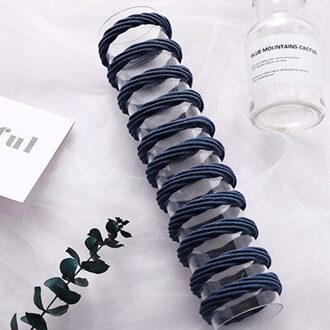 10Pcs Basic Haar Rubber Band Dikke Naadloze Scrunchies Elastische Haarbanden Effen Kleur Paardenstaart Houder Hoofdband Haar Accessoires donker blauw