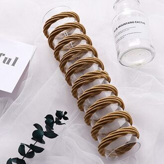 10Pcs Basic Haar Rubber Band Dikke Naadloze Scrunchies Elastische Haarbanden Effen Kleur Paardenstaart Houder Hoofdband Haar Accessoires koffie