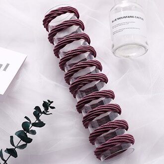 10Pcs Basic Haar Rubber Band Dikke Naadloze Scrunchies Elastische Haarbanden Effen Kleur Paardenstaart Houder Hoofdband Haar Accessoires rood