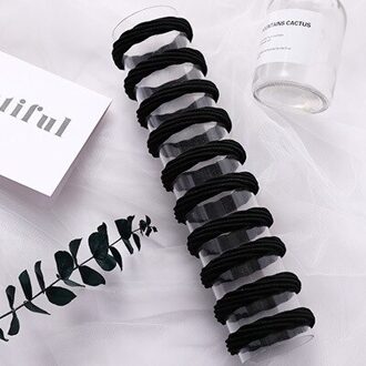 10Pcs Basic Haar Rubber Band Dikke Naadloze Scrunchies Elastische Haarbanden Effen Kleur Paardenstaart Houder Hoofdband Haar Accessoires zwart