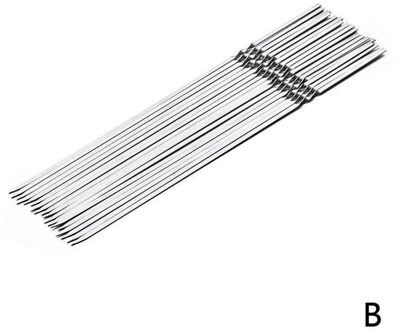 10Pcs Bbq Gebruiksvoorwerpen Staal Barbecue Teken Lam Spiesjes Ijzer Teken Roosteren Naald Platte Geroosterde Spiesjes Vlees Koperslager Gereedschap 33cm 10stk