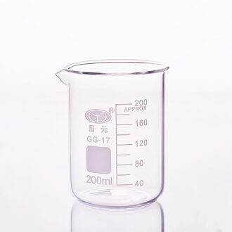 10pcs Beker in lage vorm, Capaciteit 200 ml, buitendiameter = 65mm, hoogte = 90mm, Laboratorium beker