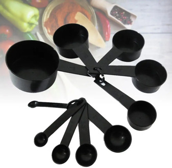 10Pcs Black Plastic Measuring Spoons Cups Set Tools Measure For Baking Coffee 0.6/1.2/2.5/5/7.5/15/62/83/125/250 Kitchen Gadget