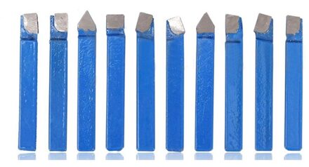 10Pcs Blue Carbide Draaibank Tool Bit 1/4Inch Metalen Tip Getipt Cutter Set Voor Cnc Gereedschap