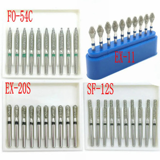 10pcs/box 1.6mm Shank Dental Diamond Burs Drill FG Dia-burs for High Speed Handpiece Burs Dentist Drills