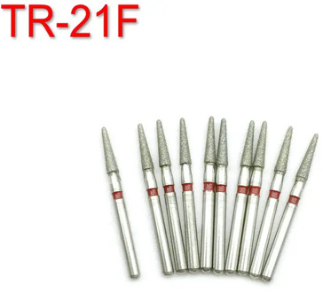 10pcs/box Dental Diamond Burs Drill Dental Burs Dia-burs for High Speed Handpiecess FG 1.6M Dentist Tool TR-21F