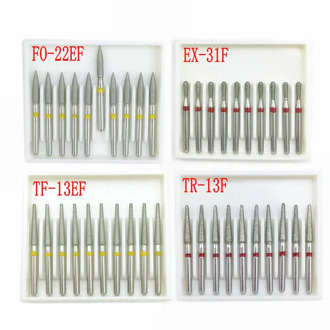 10pcs/box Dental Diamond Burs Drill FG Dia-burs 1.6mm Shank for High Speed Handpiece Burs