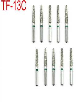 10pcs/Box Dental Diamond Burs Drill for High Speed Handpiece Handle Diameter 1.6mm Dentist Tools Dentistry Material TF-13C