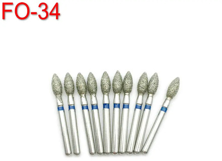 10pcs/box Dental Diamond Burs Drills for High Speed Handpiece Polishing Whitening Product Dia-burs FO-34