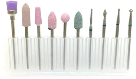 10pcs/box Nail Drill Bits Set Nail File Electric Rotary Burrs Polishing Ceramic Milling Machine Accessory Dental Burs Kit