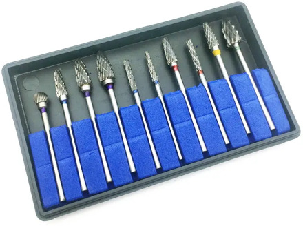 10pcs/Box Tungsten Carbide Cutter Kit Dental Carbide Burs for Remove and Polishing Dental Lab Materials