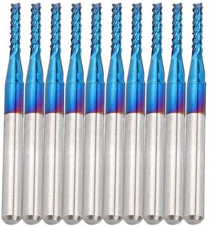 10Pcs Carbide Router Snijden Bit Blauw Corn End Mill Graveren Bit Voor Cnc Pcb Machines 1.8mm
