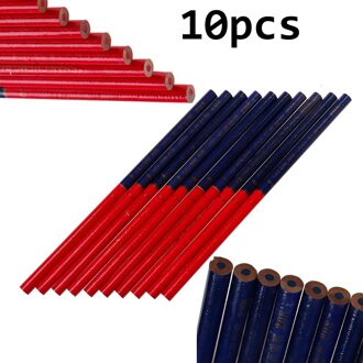 10Pcs Carpenter Potloden Blauw En Rood Lood Voor Diy Bouwers Schrijnwerkers Houtbewerking Dikke Ronde Mark Potlood Voor Handen Gereedschap