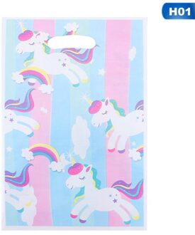 10Pcs Cartoon Regenboog Eenhoorn Flamingo Plastic Bags Candy Bag Voor Party Bruiloft Pakket Box Feestartikelen H01