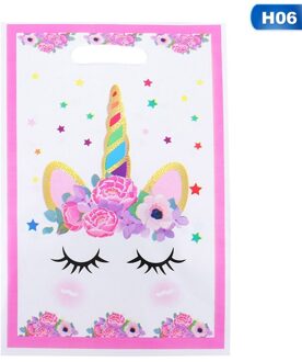 10Pcs Cartoon Regenboog Eenhoorn Flamingo Plastic Bags Candy Bag Voor Party Bruiloft Pakket Box Feestartikelen H06