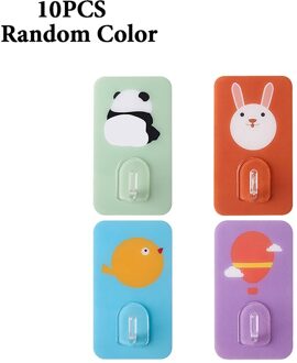 10Pcs Cartoon Zelfklevende Haken Muur Gemonteerde Keuken Traceless Muur Haak Voor Slaapkamer Woonkamer Wc