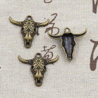 10Pcs Charms Skull Bull Ox Hoofd 25X29Mm Antiek Brons Zilver Kleur Plated Hangers Maken Diy Handgemaakte tibetaanse Sieraden antiek bronzen verguld