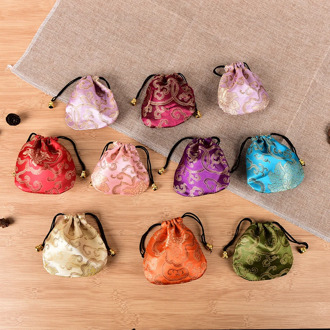 10PCS Chinese Silk Embroidery Drawstring Bags Jewelry Display Mini Coin Purses Women Jewelry Bag Packaging bags
