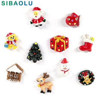 10pcs Christmas Fridge magnet Deer Santa Claus whiteboard sticker Resin Refrigerator Magnets Home DIY Decoration Accessories