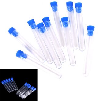 10Pcs Clear Plastic Test Tubes Hard Plastic Reageerbuis Met Wing Plug Voor Kantoor School Chemie Levert 15x100mm