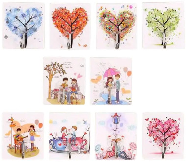 10pcs Colorful Seamless Wall Hook Durable Waterproof Reusable Kitchen Bathroom Strong Adhesive Hanger Transparent Seamless Hook