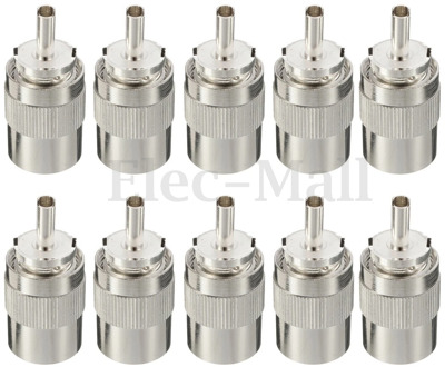 10pcs Connector UHF male PL259 plug solder RG8 RG213 LMR400 7D-FB cable silver