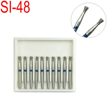 10pcs Dental Diamond Bur Drill Dental Polishing Smoothing Drill Single Inverted Cone Type Teeth Whitening Tool SI-48