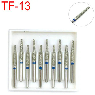 10pcs Dental Diamond Bur Drill Medium Polishing Smoothing For High Speed Handpiece Teeth Whitening Dentista Tools TF-13
