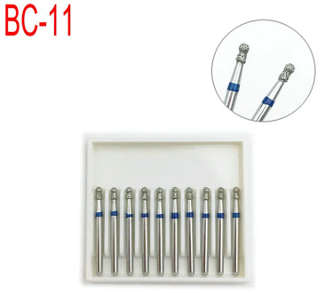 10pcs Dental Diamond Burs Drill Ball Collar Type for High Speed Handpiece Dentistry Burs BC-11