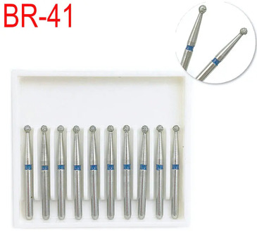 10PCS Dental Diamond Burs Drill Ball Round Type Dia-burs Medium FG 1.6M for High Speed Handpiece BR-41