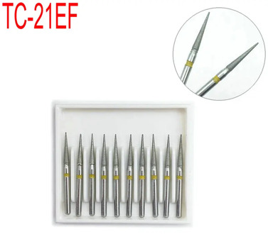 10pcs Dental Diamond Burs Drill Dental Burs Dia-burs for High Speed Handpiece Extra Fine Dentistry Tool TC-21EF