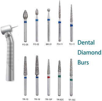 10PCS Dental Diamond Burs Drill Dentistry Burs High Speed Handpiece Handle Diameter 1.6mm Dentist Tools Dental Materials BR-31