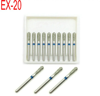 10pcs Dental Diamond Burs Drill Dentistry Dia-burs for High Speed Handpiece Handle Diameter 1.6mm Dentist Tools EX-20