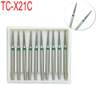 10pcs Dental Diamond Burs Drill Polishing Smoothing Whitening Coarse FG 1.6mm High Handpiece TC-X21C