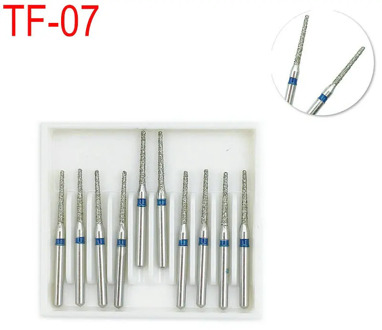 10PCS Dental Diamond Burs Drill Taper Flat End Type Dia-burs Medium FG 1.6M for High Speed Handpiece TF-07