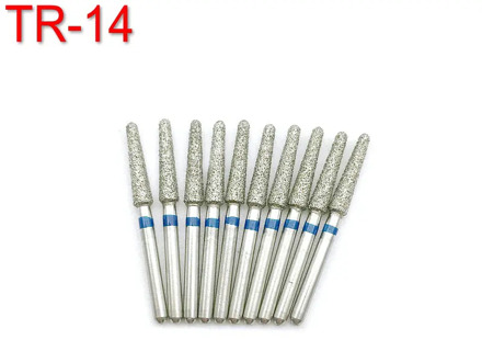 10pcs Dental Lab Diamond Burs Drill Polishing Smoothing Whitening for High Speed Handpiece TR-14