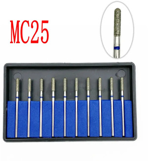 10pcs Dental Part Electroplated Diamond Point Polisher Dental HP Diamond Burs HP Rotary Bur Set Dental Lab 2.35mm Shank MC25