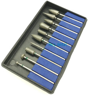 10pcs Dental Sintered Diamond Point Polisher Dental HP Shank Rotary Bur Set Lab 2.35mm