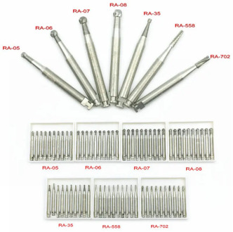10Pcs Dental Tungsten Steel Carbide burs For Low Speed Latch Type RA-05 RA-06 RA-07 RA-08 RA-35 RA-558 RA-702