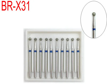 10pcs Diamond Dental Burs Drills for High Speed Handpiece Handle 1.6mm Dentist Teeth Polishing Tools BR-X31